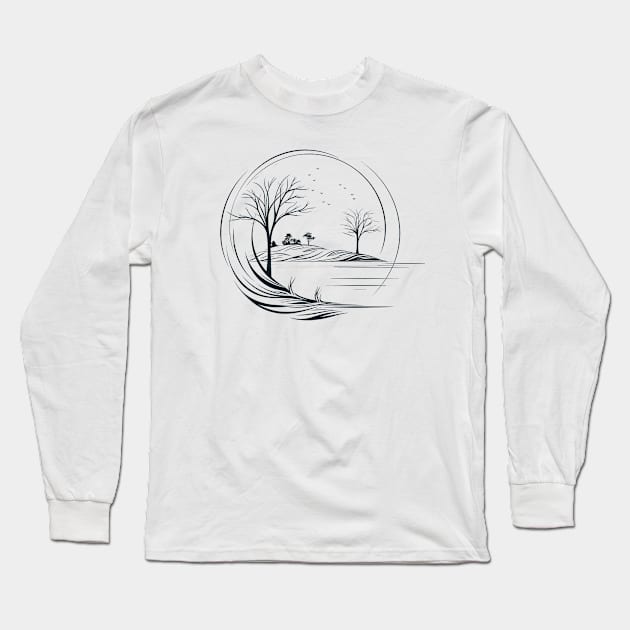 Serenity on the Meadow Long Sleeve T-Shirt by CreationArtful